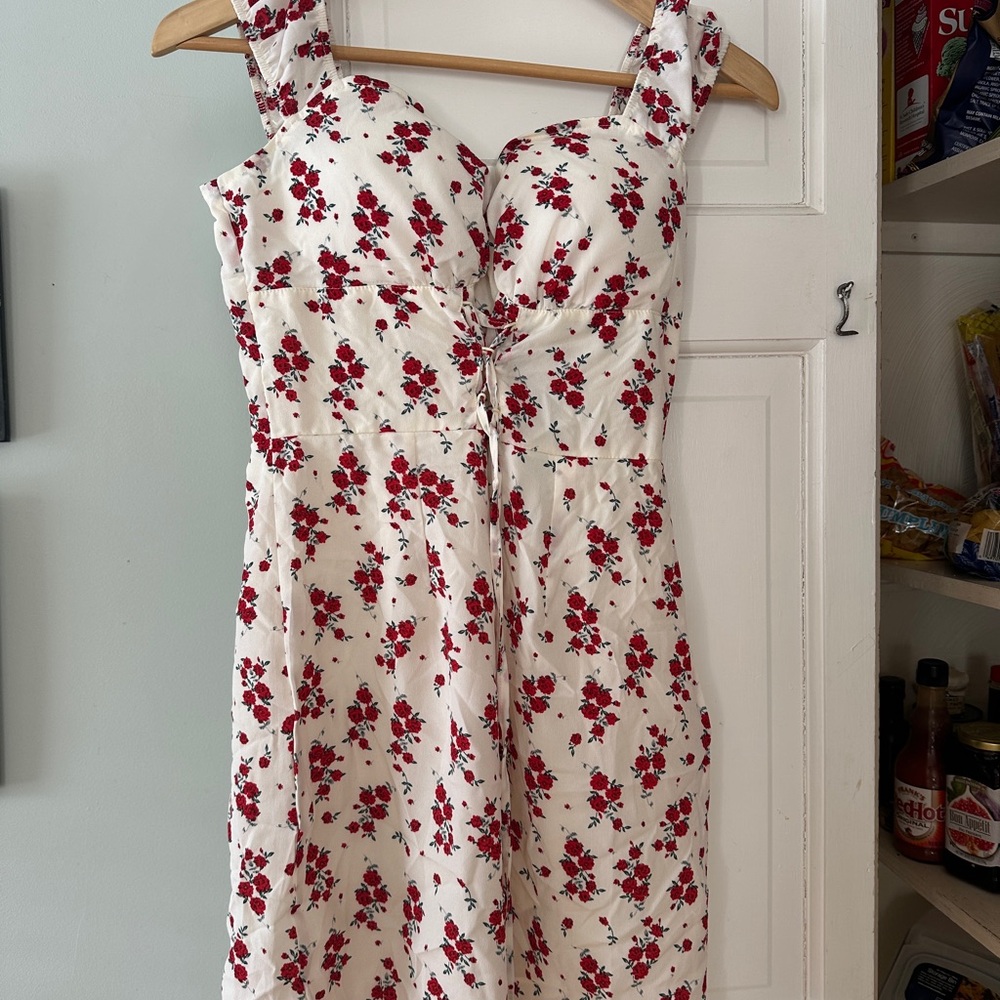 Nasty Gal Red Floral Midi Dress